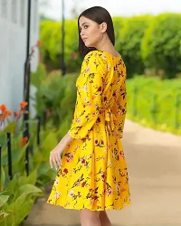 Stylish Yellow Crepe Printed Dresses For Women-thumb1