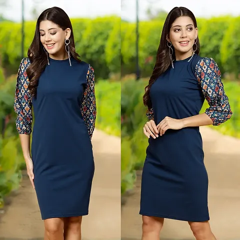 Stylish Blend Solid Bodycon Dress For Women