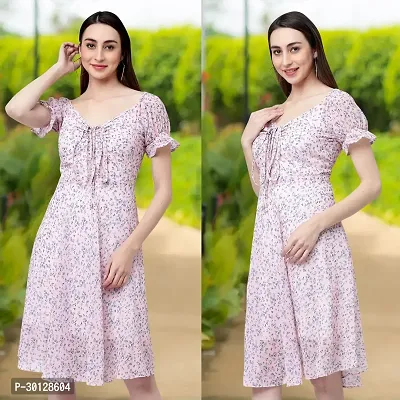 Stylish Purple Georgette Printed Dresses For Women-thumb0