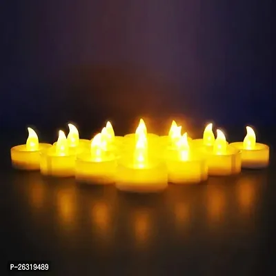 Rangwell Acrylic Flameless  Smokeless Decorative Candles Led Tea Light Perfect for Gift, Diwali, Navratri Decoration | Led Tea Light Candles (Yellow - Pack of 12)