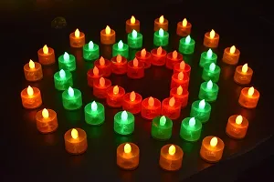 24 Pieces Multicolor LED Candle Diya Lights for Diwali Home Decor Diwali Pooja Diwali Mandir Creative DIY Decoration #made in India | LED Tealight Candles Battery Operated Candle for Mandir Pooja-thumb1