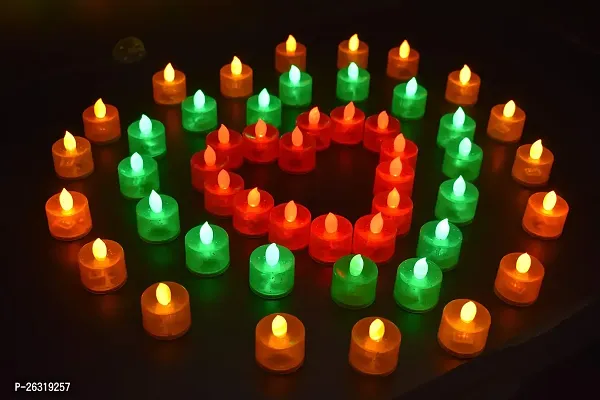 24 Pieces Multicolor LED Candle Diya Lights for Diwali Home Decor Diwali Pooja Diwali Mandir Creative DIY Decoration #made in India | LED Tealight Candles Battery Operated Candle for Mandir Pooja-thumb2