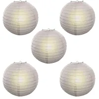 Rangwell Rice White Paper Hanging Lantern Ball Lamp Shade, 12-inch | Party Hanging Lantern Rice Paper Ball Lamp Shade | Hanging Lantern | Rice Paper Ball Lamp (Pack of 10, White - W5)-thumb1