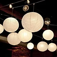 Rangwell Rice White Paper Hanging Lantern Ball Lamp Shade, 12-inch | Party Hanging Lantern Rice Paper Ball Lamp Shade | Hanging Lantern | Rice Paper Ball Lamp (Pack of 10, White - W5)-thumb4