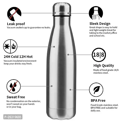 Rangwell Stainless Steel Water Bottle, 500ml, Silver Double walled-thumb5