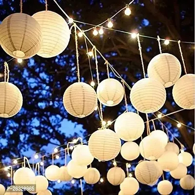 Rangwell Rice White Paper Hanging Lantern Ball Lamp Shade, 12-inch | Party Hanging Lantern Rice Paper Ball Lamp Shade | Hanging Lantern | Rice Paper Ball Lamp (Pack of 10, White - W3)