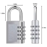 THE GIFTING TREE Bag Lock Combination Number Locks for Door Password Key Home Digital Finger Padlock Deal Security Smart 4-Digit Safe Pin Hand Bag (Silver, 2pcs), Alloy Steel-thumb1