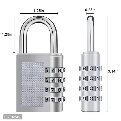 THE GIFTING TREE Bag Lock Combination Number Locks for Door Password Key Home Digital Finger Padlock Deal Security Smart 4-Digit Safe Pin Hand Bag (Silver, 2pcs), Alloy Steel-thumb2