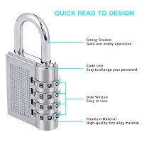 THE GIFTING TREE Bag Lock Combination Number Locks for Door Password Key Home Digital Finger Padlock Deal Security Smart 4-Digit Safe Pin Hand Bag (Silver, 2pcs), Alloy Steel-thumb3