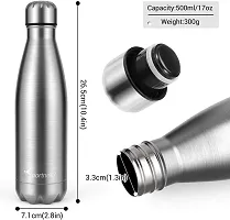 Rangwell Stainless Steel Water Bottle, 500ml, Silver Double walled-thumb1