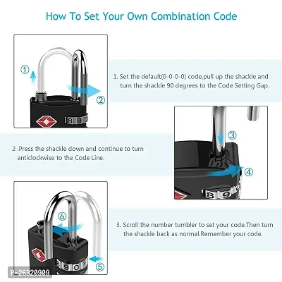 BMG Metal TSA 4 Digit Painted Luggage Lock (Multicolour)-thumb3