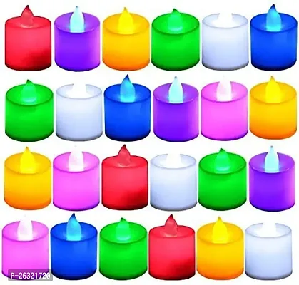 Rangwell Acrylic Flameless  Smokeless Decorative Candles Led Tea Light Perfect for Gift, Diwali, Navratri Decoration | Led Tea Light Candles (Multicolor - Pack of 24)