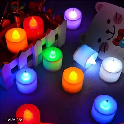 Rangwell Acrylic Flameless  Smokeless Decorative Candles Led Tea Light Perfect for Gift, Diwali, Navratri Decoration | Led Tea Light Candles (Multicolor - Pack of 12)