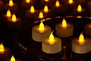 Rangwell Acrylic Flameless  Smokeless Decorative Candles Led Tea Light Perfect for Gift, Diwali, Navratri Decoration | Led Tea Light Candles (Yellow - Pack of 24)-thumb4