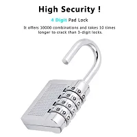 THE GIFTING TREE Bag Lock Combination Number Locks for Door Password Key Home Digital Finger Padlock Deal Security Smart 4-Digit Safe Pin Hand Bag (Silver, 2pcs), Alloy Steel-thumb2