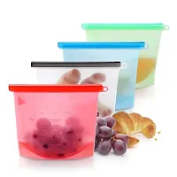 Rangwell Silicone Reusable Storage Container Preservation Leakproof Ziplock Bag for Food, Snack, Vegetable, Meat for Fridge and Microwave (1000 ml - Pack of 3-thumb3