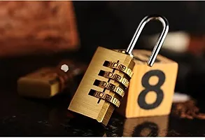 DOCOSS Polished Brass Luggage Locks (Gold_S3_4_DIGIT_BRASS_Number_LOCK) Set of 3-thumb1