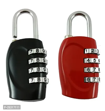 DOCOSS-Pack of 2-4 Digit Number Lock Small Bag Lock Travel Luggage Lock Resettable Password Locks Combination Locks Padlock (Assorted Colour)