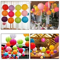 Rangwell Hanging Lantern Rice Paper Ball Lamp Shade (12inch, Mix Colour) - Pack of 10-thumb2