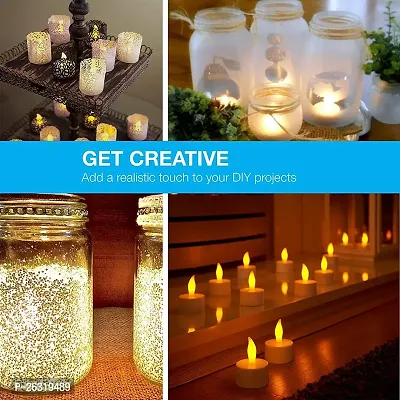 Rangwell Acrylic Flameless  Smokeless Decorative Candles Led Tea Light Perfect for Gift, Diwali, Navratri Decoration | Led Tea Light Candles (Yellow - Pack of 12)-thumb5