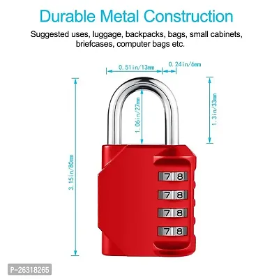 Rangwell 4 Digit Padlock for School, Luggage Suitcase Baggage Locks, Filing Cabinets, Gym  Sports Locker, Toolbox, Fence, Case, 1 Pack (Multicocol)-thumb3