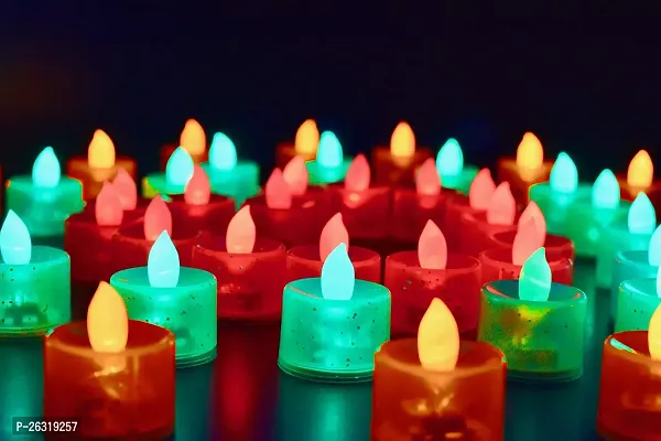 24 Pieces Multicolor LED Candle Diya Lights for Diwali Home Decor Diwali Pooja Diwali Mandir Creative DIY Decoration #made in India | LED Tealight Candles Battery Operated Candle for Mandir Pooja-thumb5