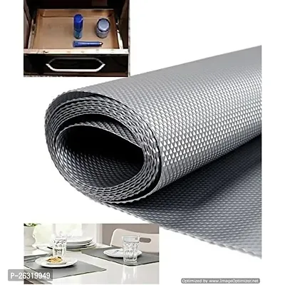 Rangwell Multipurpose Textured Super Strong Anti Slip Eva Mat - for Fridge, Bathroom, Kitchen, Drawer, Shelf Liner, Size Full 5 mtr Length (Color Silver Grey) (45x125)