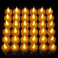 Rangwell Acrylic Flameless  Smokeless Decorative Candles Led Tea Light Perfect for Gift, Diwali, Navratri Decoration | Led Tea Light Candles (Yellow - Pack of 12)-thumb2