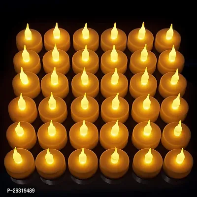 Rangwell Acrylic Flameless  Smokeless Decorative Candles Led Tea Light Perfect for Gift, Diwali, Navratri Decoration | Led Tea Light Candles (Yellow - Pack of 12)-thumb3