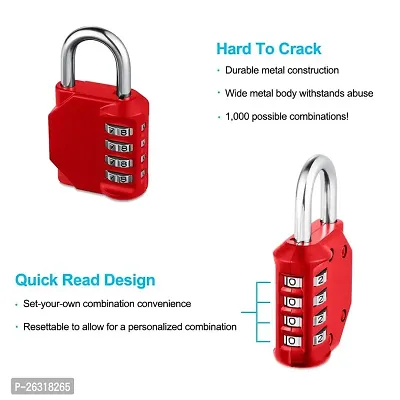 Rangwell 4 Digit Padlock for School, Luggage Suitcase Baggage Locks, Filing Cabinets, Gym  Sports Locker, Toolbox, Fence, Case, 1 Pack (Multicocol)-thumb2