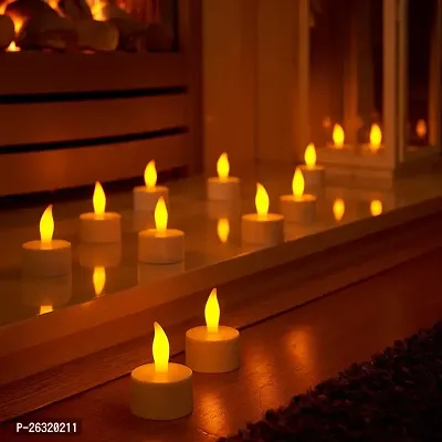 Rangwell Acrylic Flameless  Smokeless Decorative Candles Led Tea Light Perfect for Gift, Diwali, Navratri Decoration | Led Tea Light Candles (Yellow - Pack of 24)-thumb4