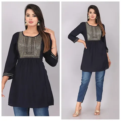 Premium Quality Viscose Rayon Stitched Short Kurta Combo For Women