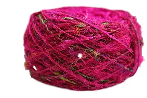 Recycled Sari Silk Yarn - Solid Color Pink 100 Grams-thumb1