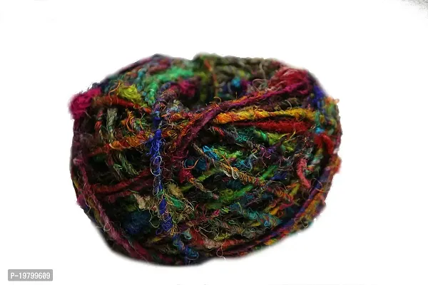 Recycled Sari Silk Yarn - Multicolor 100 Grams-thumb4