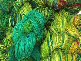 Knitsilk Recycled Sari Silk Yarn - Ocean of Green Multicolour (100 Grams)-thumb1