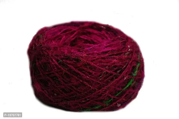 Recycled Sari Silk Yarn - Solid Color Pink 100 Grams-thumb3