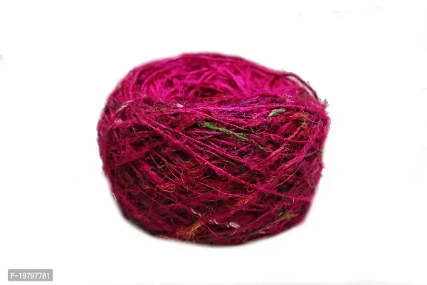 Recycled Sari Silk Yarn - Solid Color Pink 100 Grams