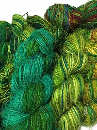 Knitsilk Recycled Sari Silk Yarn - Ocean of Green Multicolour (100 Grams)-thumb3