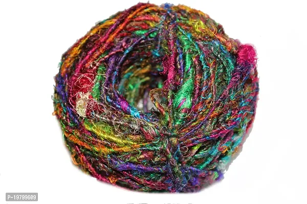 Recycled Sari Silk Yarn - Multicolor 100 Grams-thumb3