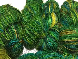 Knitsilk Recycled Sari Silk Yarn - Ocean of Green Multicolour (100 Grams)-thumb2