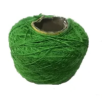 Recycled Sari Silk Yarn - Solid Color Parrot Green (100 Grams)-thumb1