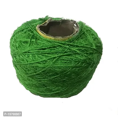 Recycled Sari Silk Yarn - Solid Color Parrot Green (100 Grams)-thumb2