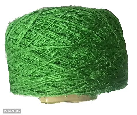 Recycled Sari Silk Yarn - Solid Color Parrot Green (100 Grams)-thumb3