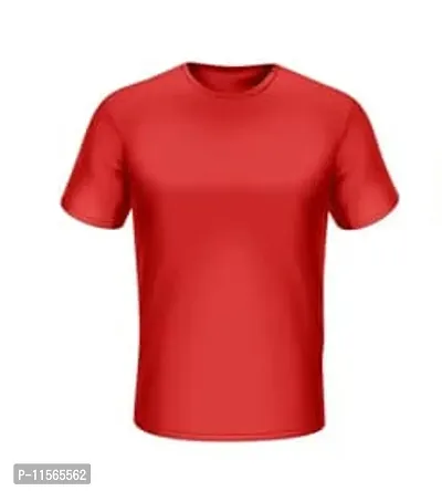 Reliable Red Cotton Solid Round Neck Tees For Men Pack Of 1-thumb0