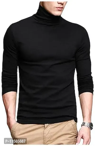 Reliable Black Cotton Solid Round Neck Tees For Men Pack Of 1-thumb0