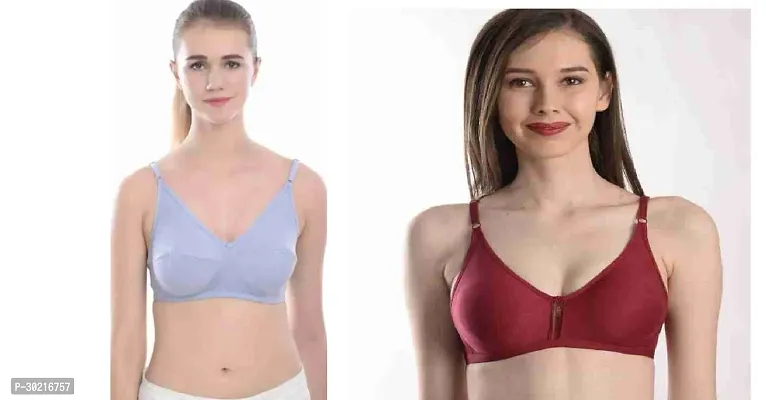 Comfy Cotton Blend Solid Non Padded Bra Pack of 2