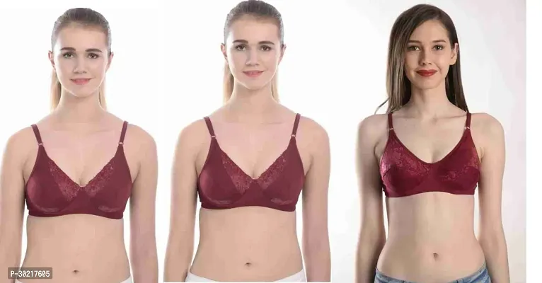 Comfy Cotton Blend Solid Non Padded Bra Pack of 3