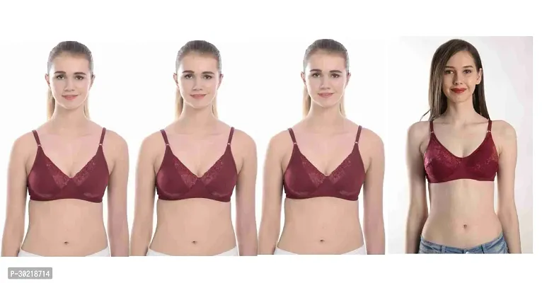 Comfy Cotton Blend Solid Non Padded Bra Pack of 4