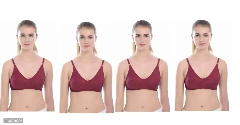 Comfy Cotton Blend Solid Non Padded Bra Pack of 4