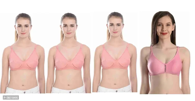 Comfy Cotton Blend Solid Non Padded Bra Pack of 4-thumb0